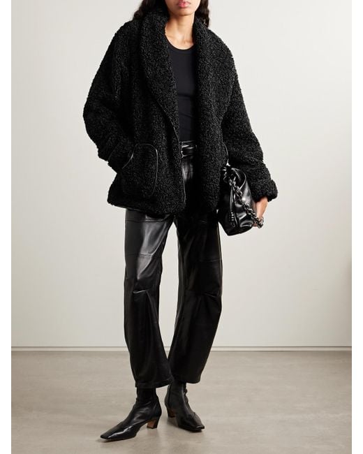 Jonathan Simkhai Black Kima Jacke Aus Fleece Mit Bindegürtel