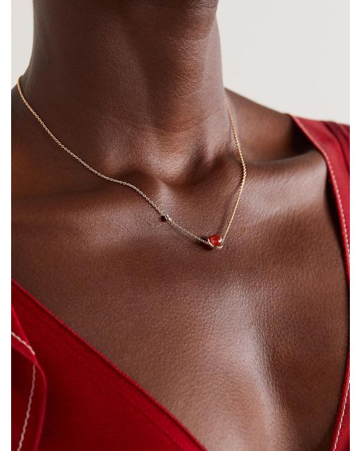 Piaget Natural Possession 18-Karat Rose, Carnelian And Diamond Necklace