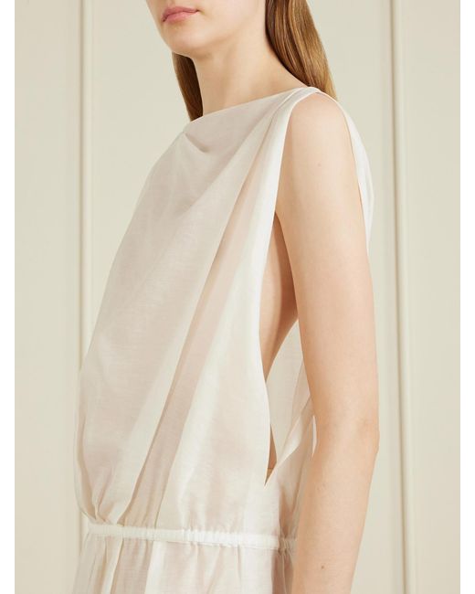 Khaite White Tia Cotton And Silk-Blend Midi Dress