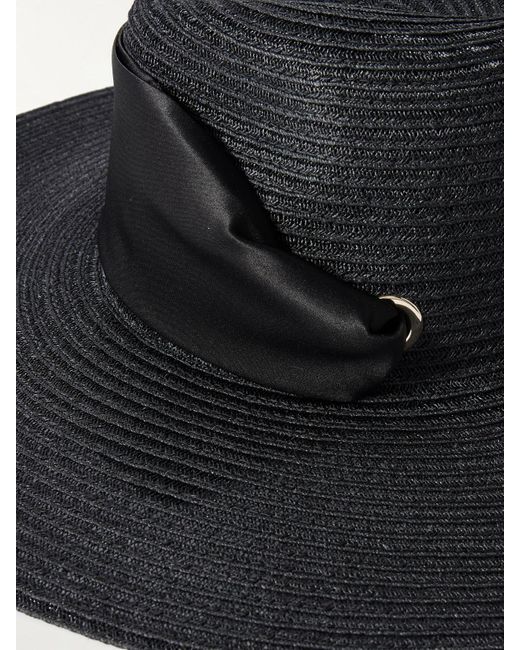 Eugenia Kim Black Cassidy Grosgrain-Trimmed Hemp Sunhat