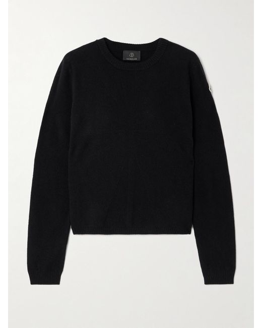 Rick Owens Black Moncler Biker Pullover Aus Einer Woll-Kaschmirmischung Mit Jacquard-Muster