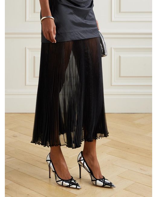 Gianvito Rossi White 95 Suede-Trimmed Mirrored-Leather Pumps