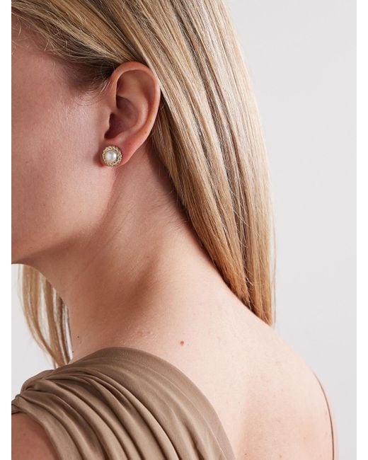 David Yurman Natural Classics Cable Halo Button Ohrstecker Aus 18 Karat Mit Perlen Und Diamanten