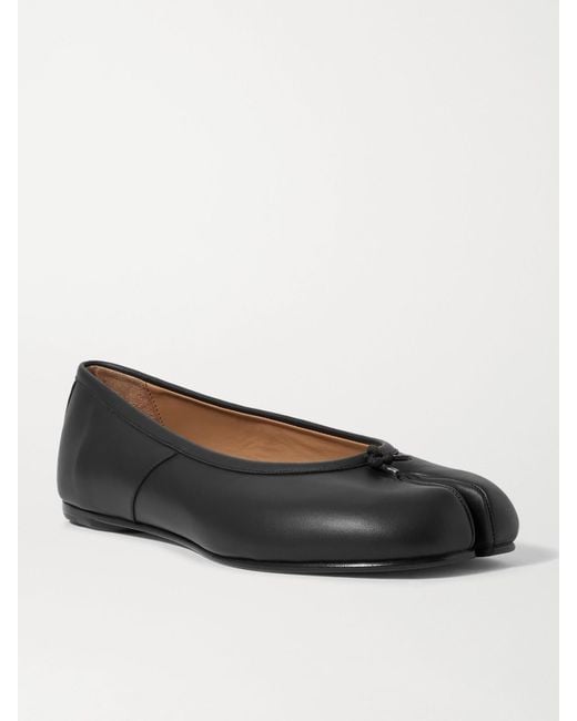 Maison Margiela Black Tabi Split-Toe Leather Ballet Flats