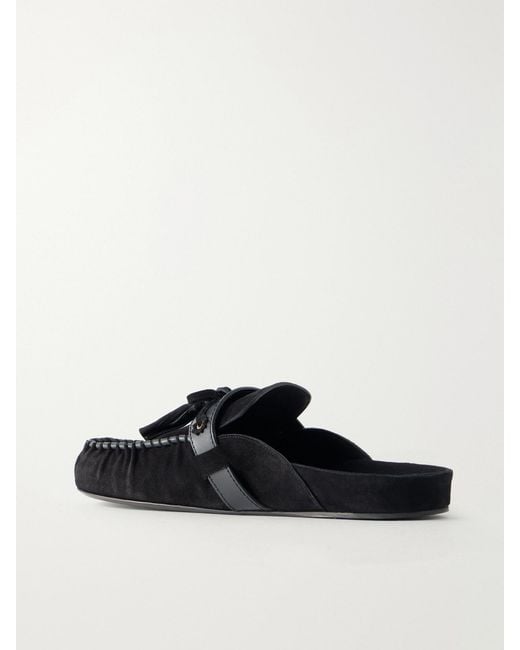 Isabel Marant Black Malvin Leather-Trimmed Suede Mules