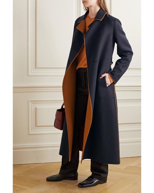 Loro Piana Blue Reversible Belted Cashmere Coat