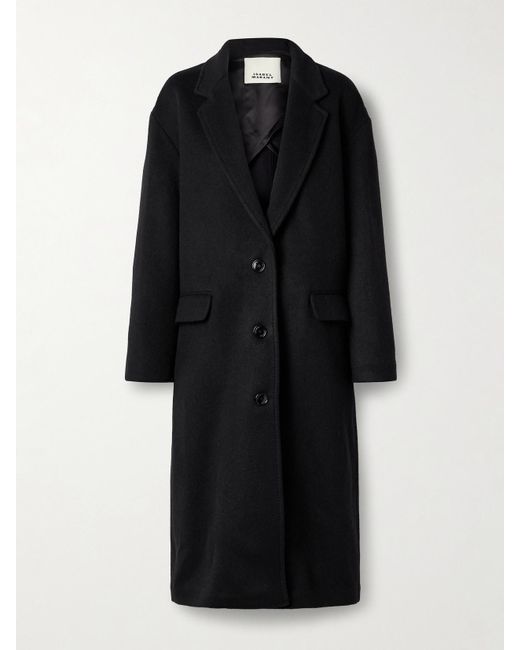 Isabel Marant Black Efezia Brushed Wool-Blend Coat