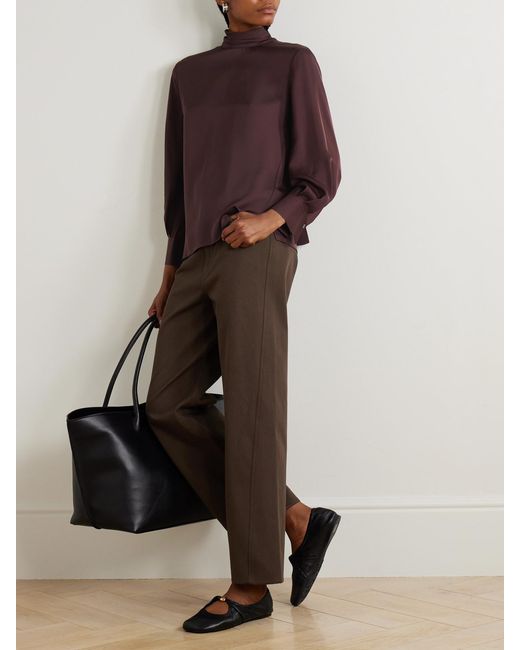 Theory Purple Tie-Detailed Silk Blouse