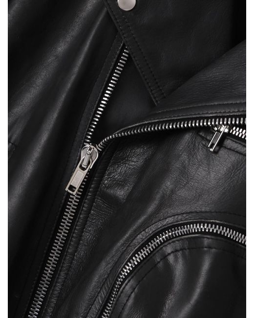 Rick Owens Black Belted Leather Biker Jacket