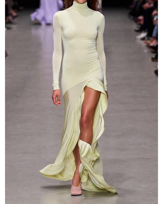 Stella McCartney Yellow Asymmetric Crepe Jersey Dress