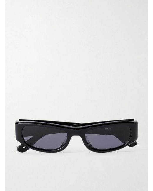 THISTLES Black The Suede Square-Frame Acetate Sunglasses