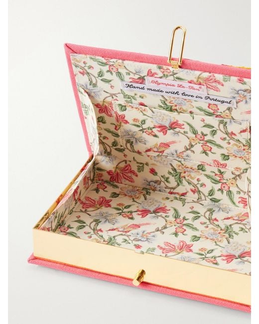 Olympia Le-Tan White Wonder Embroidered Canvas Clutch