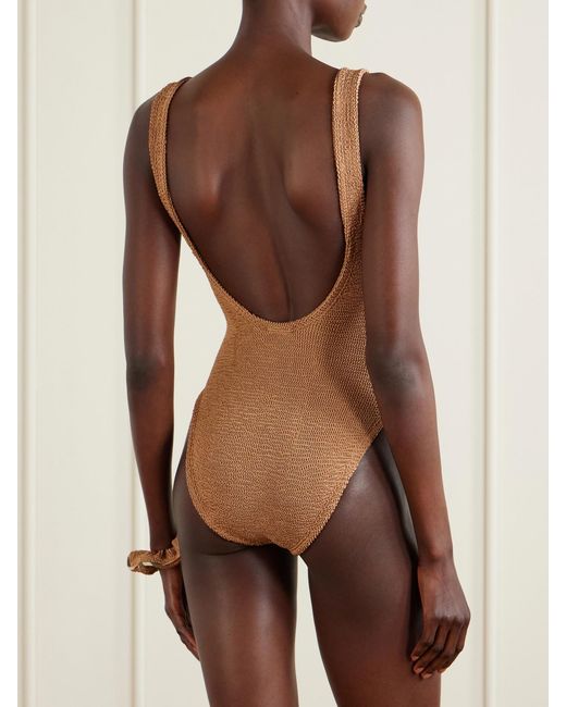 Burberry Brown Hunza G Domino Original Crinkle Swimsuit