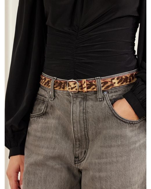 Isabel Marant Multicolor Depson-Gd Leopard-Print Calf Hair Belt