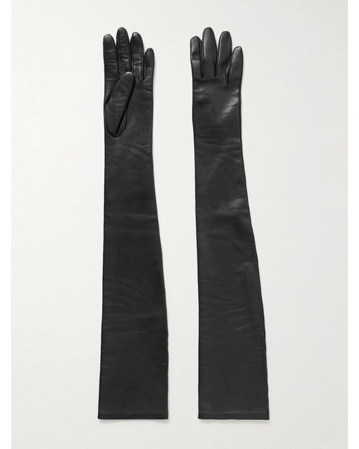 Khaite Black Remo Long Leather Gloves