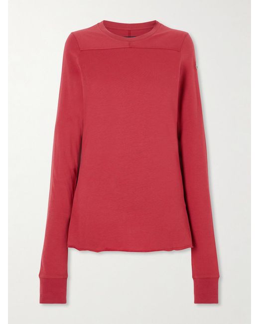 Rick Owens Red Moncler Girder Appliquéd Cotton-Jersey T-Shirt