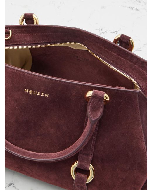 Alexander McQueen Brown Farringdon Mittelgroße Schultertasche Aus Veloursleder