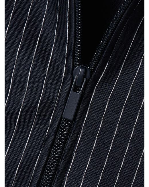 Tibi Blue Oversized Zip-Detailed Pinstriped Jersey Track Jacket