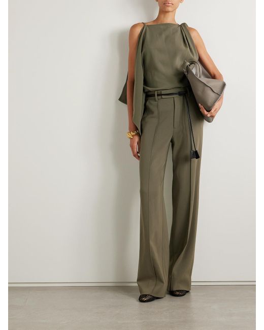 Proenza Schouler Green Weyes Crepe Straight-Leg Pants