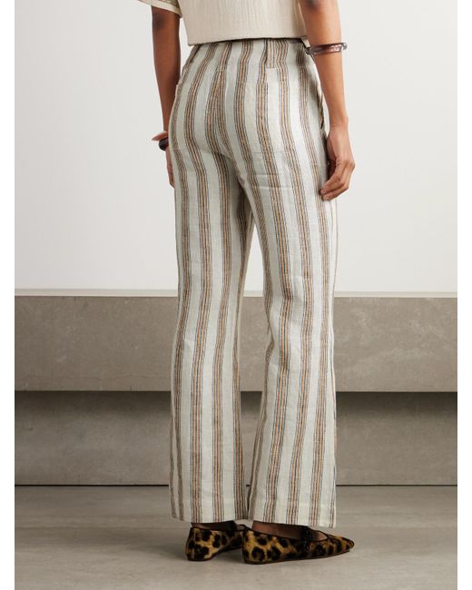 Alix Of Bohemia White Charlie Desert Striped Linen Flared Pants