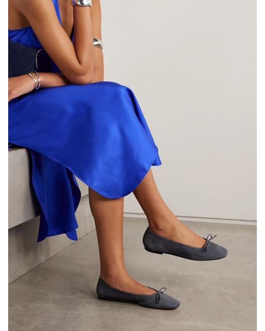 Aeyde White Delfina Ballerinas Aus Veloursleder