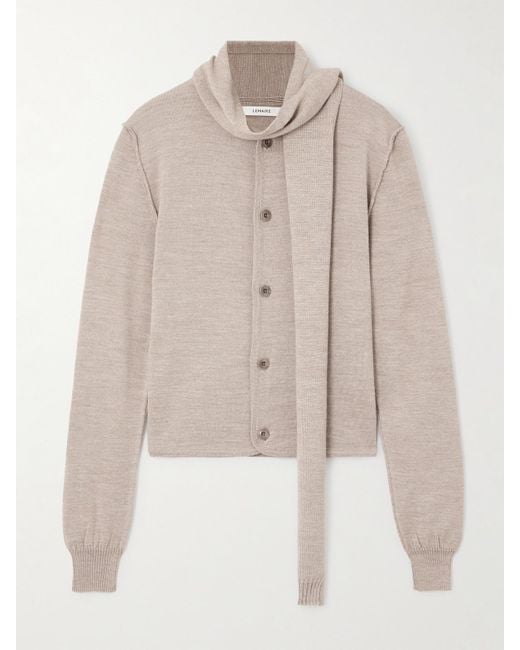 Lemaire Natural Asymmetric Wool-Blend Cardigan