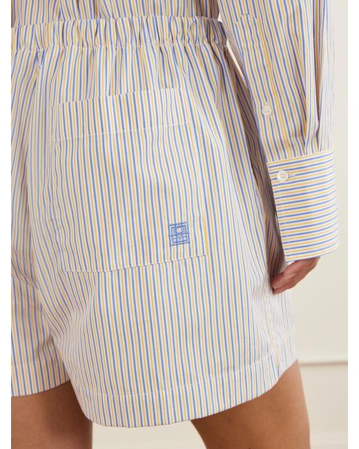Totême White Striped Cotton Drawstring Shorts