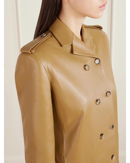 Khaite Natural Sadra Double-Breasted Leather Coat