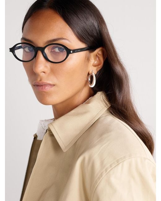 Saint Laurent Black Oval-Frame Acetate Optical Glasses
