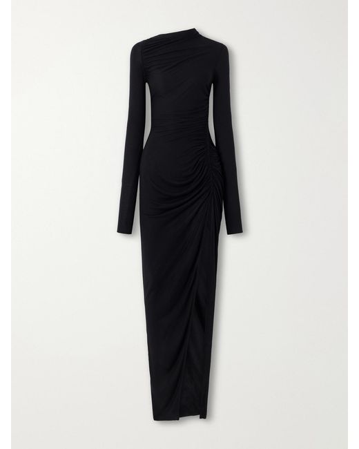 Rick Owens Blue Svita Ruched Jersey Maxi Dress