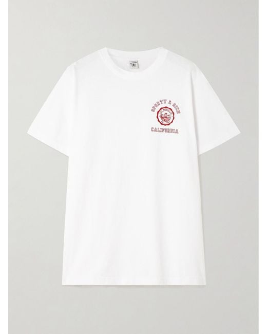 Sporty & Rich White California Printed Cotton-Jersey T-Shirt