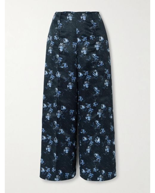 Pantalon Large En Faille À Imprimé Fleuri Et À Plis Daffy Emilia Wickstead en coloris Blue