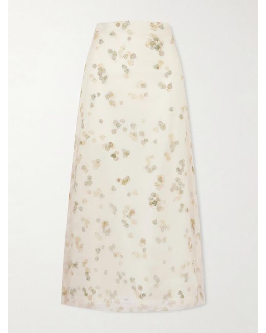 Altuzarra Natural Linnie Printed Cotton-Blend Organza Maxi Skirt