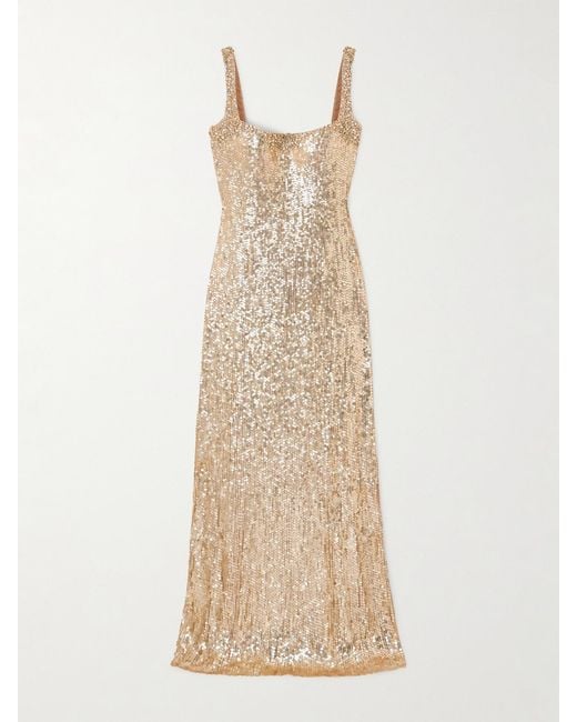 Jenny Packham Natural Lettie Robe Aus Tüll Mit Pailletten Und Kristallen