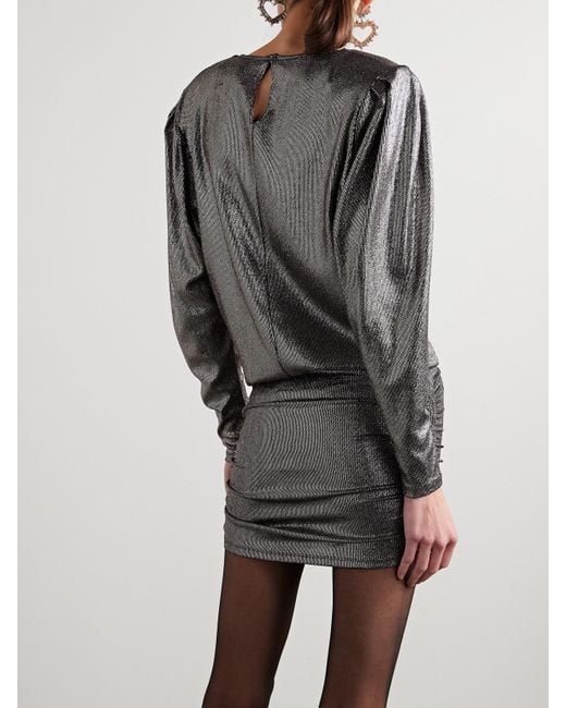 Isabel Marant Gray Britany Minikleid Aus Metallic-Stretch-Jersey Mit Raffungen