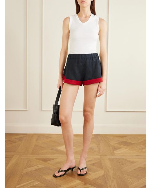 LIBEROWE Black Stella Tiered Linen Shorts