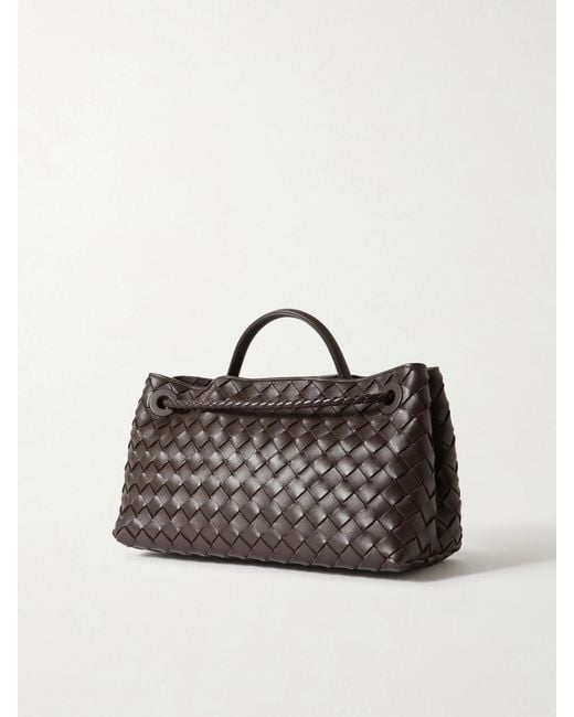 Bottega Veneta Brown Andiamo East-West Small Intrecciato Leather Tote
