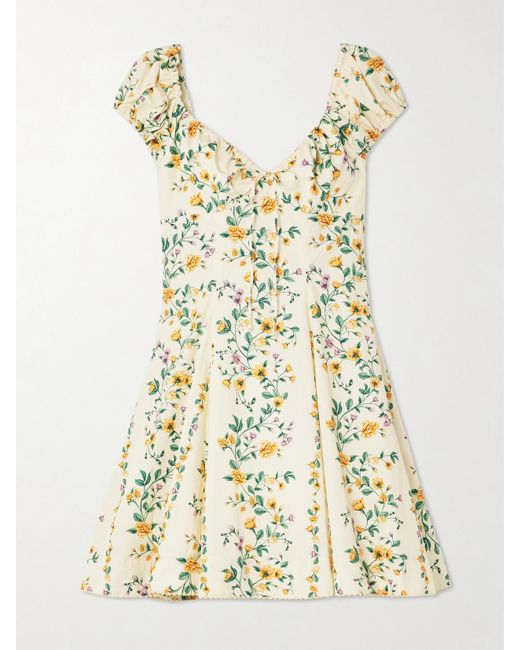 Agua Bendita Natural Mati Chinesis Minikleid Aus Baumwolle Mit Blumenprint Und Falten