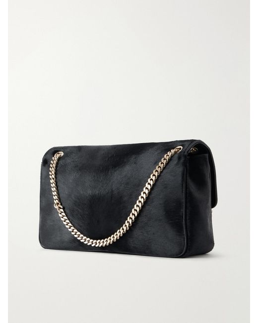 Tom Ford Black T-Embellished Calf Hair Shoulder Bag