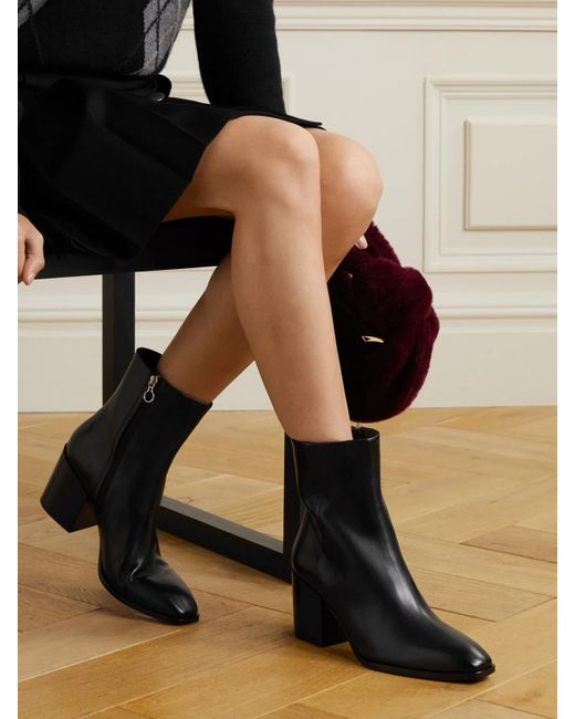 Aeyde Black Leandra Leather Ankle Boots