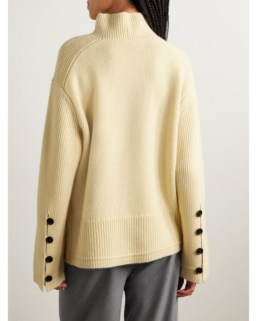 Maria McManus Natural Ribbed Wool And Cashmere-Blend Turtleneck Sweater