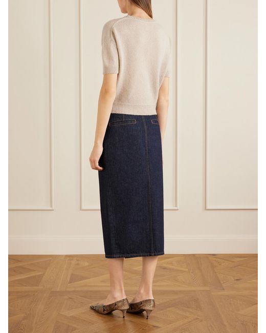 Khaite Natural Golden Cropped Cashmere Sweater