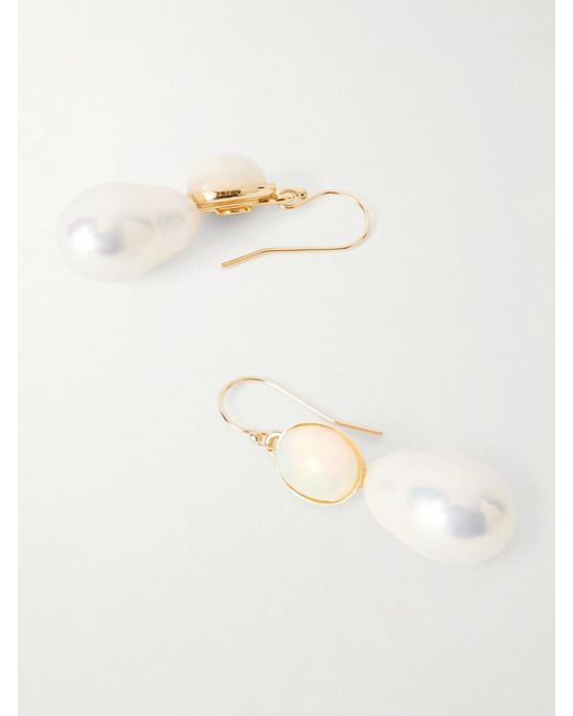 Jennifer Behr Natural Tatum Iridescent Opal And Pearl Earrings