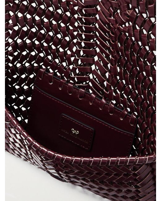 Anya Hindmarch Purple Neeson Clutch Aus Geflochtenem Leder Mit Troddel