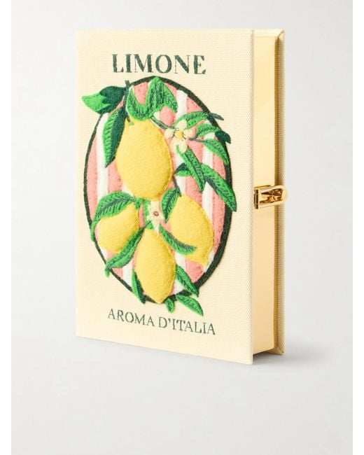 Olympia Le-Tan Metallic Aroma D'Italia Appliquéd Embroidered Canvas Clutch
