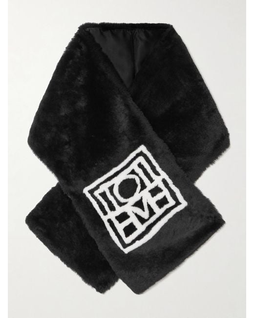 Totême Black Schal Aus Shearling Mit Print