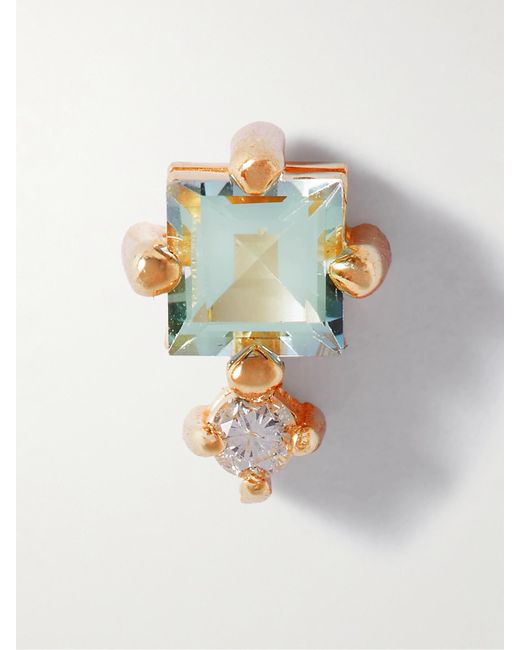 STONE AND STRAND White Lagoon 10-Karat, Aquamarine And Diamond Single Earring
