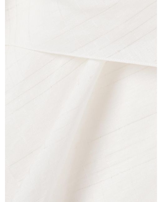 Salon 1884 White Net Sustain Mira Draped Layered Linen Top