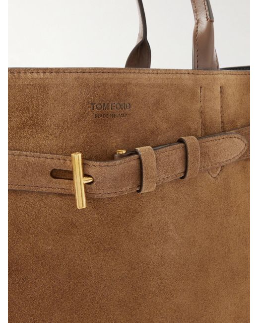 Tom Ford Natural Leather-Trimmed Suede Tote