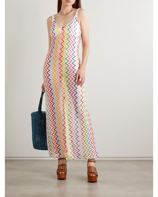 Missoni Women's Pink Striped Metallic Crochet-Knit Maxi Dress -  www.rajagirimanappuram.com